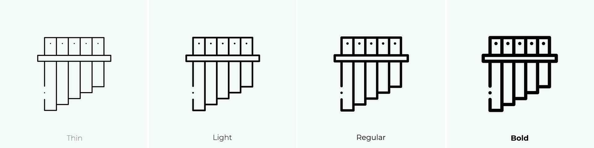 pan flauta icono. delgado, luz, regular y negrita estilo diseño aislado en blanco antecedentes vector