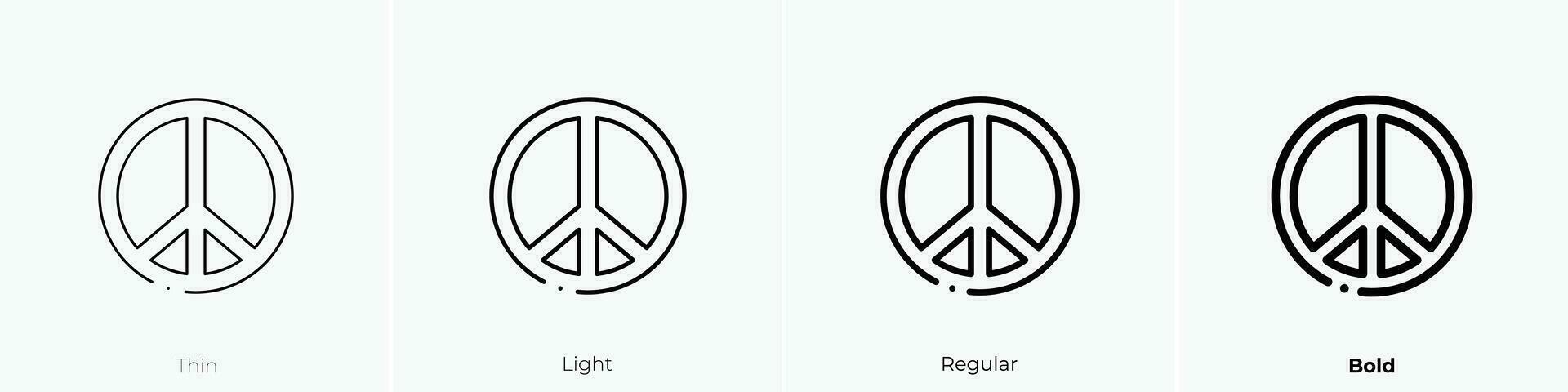 paz icono. delgado, luz, regular y negrita estilo diseño aislado en blanco antecedentes vector