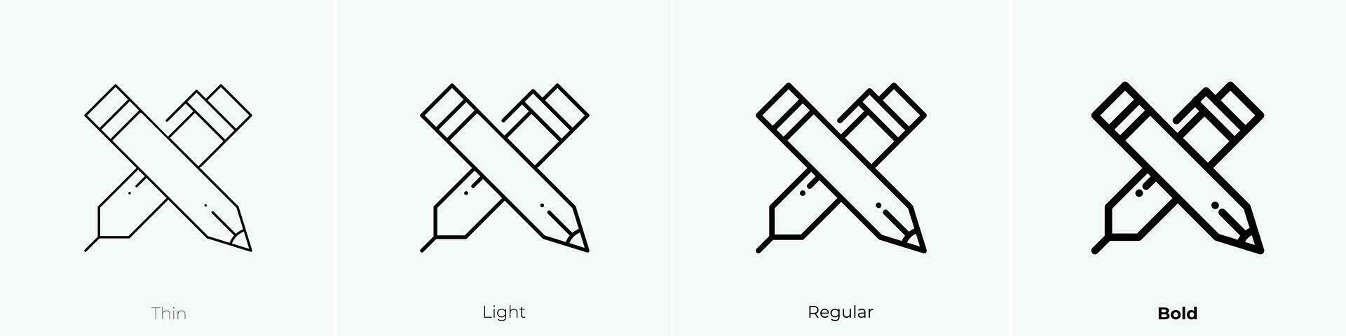 bolígrafo icono. delgado, luz, regular y negrita estilo diseño aislado en blanco antecedentes vector