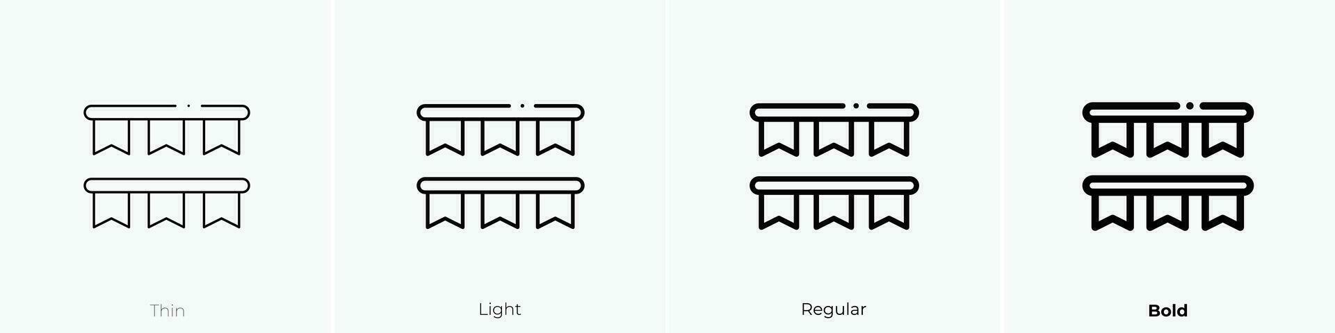 banderines icono. delgado, luz, regular y negrita estilo diseño aislado en blanco antecedentes vector