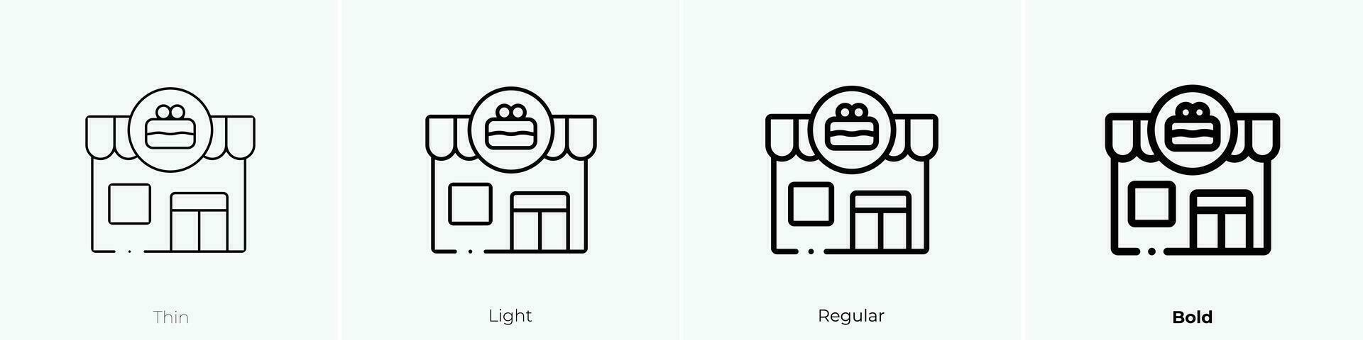 pastelería icono. delgado, luz, regular y negrita estilo diseño aislado en blanco antecedentes vector