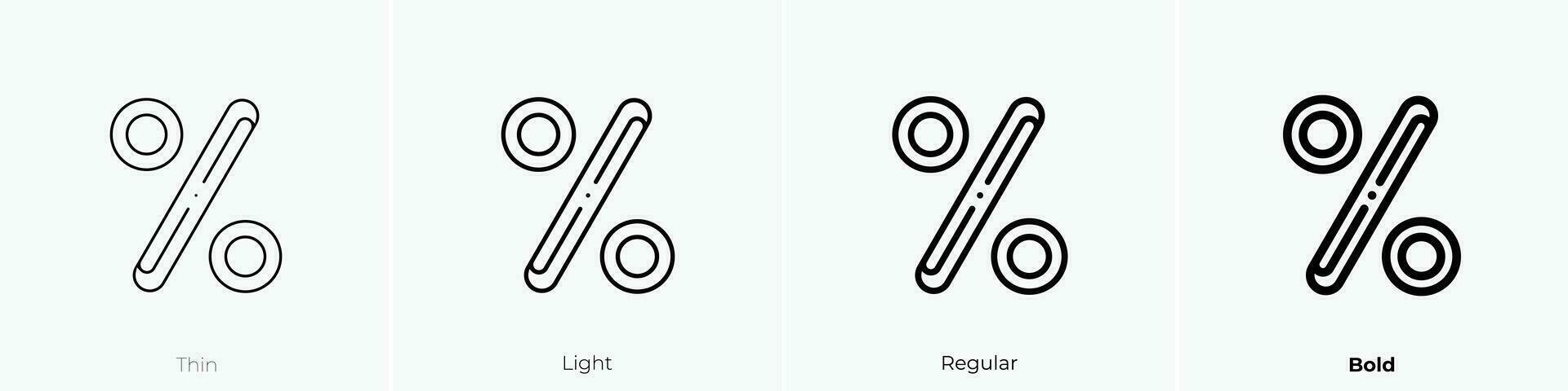 percent icon. Thin, Light, Regular And Bold style design isolated on white background vector