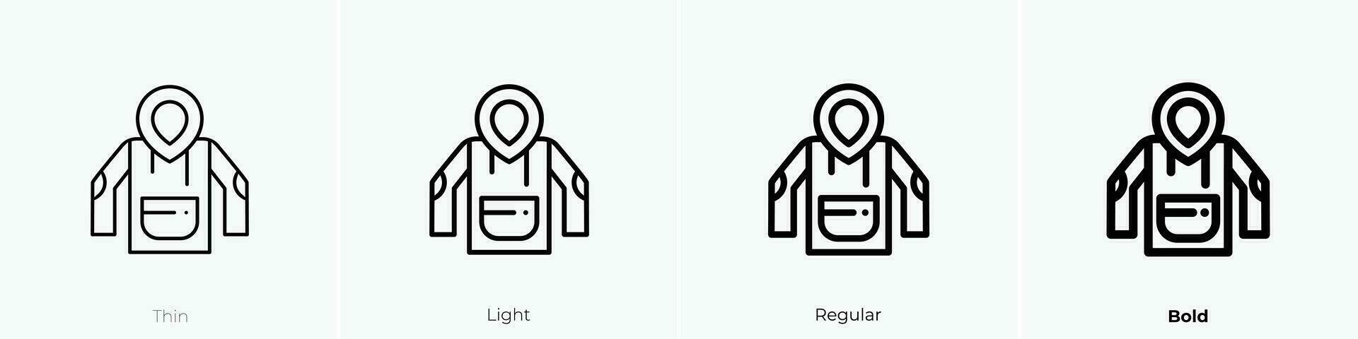 parka icon. Thin, Light, Regular And Bold style design isolated on white background vector