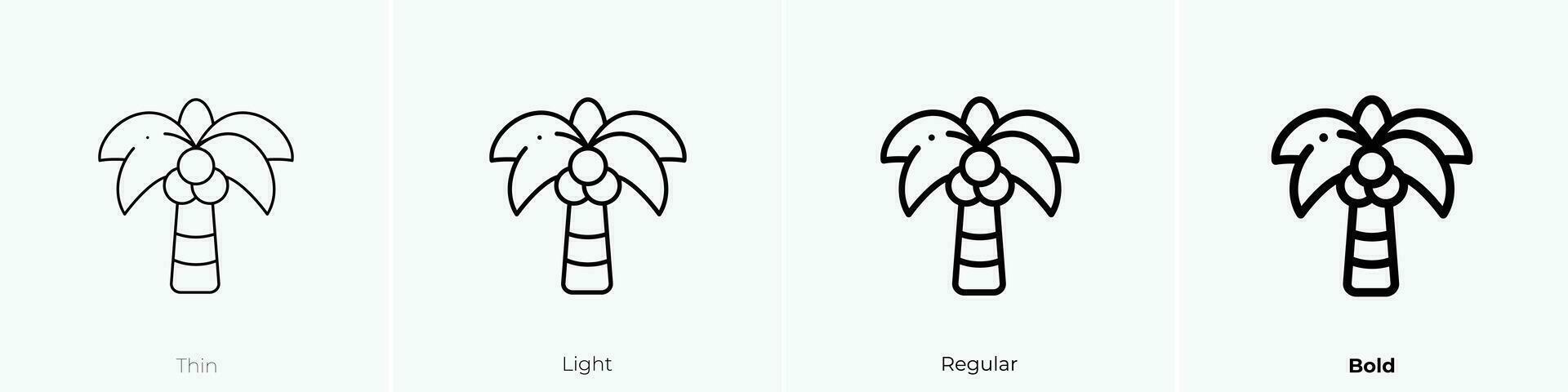 palma árbol icono. delgado, luz, regular y negrita estilo diseño aislado en blanco antecedentes vector