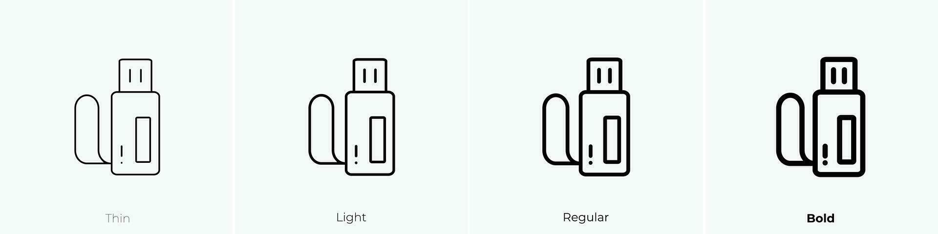 memoria USB icono. delgado, luz, regular y negrita estilo diseño aislado en blanco antecedentes vector