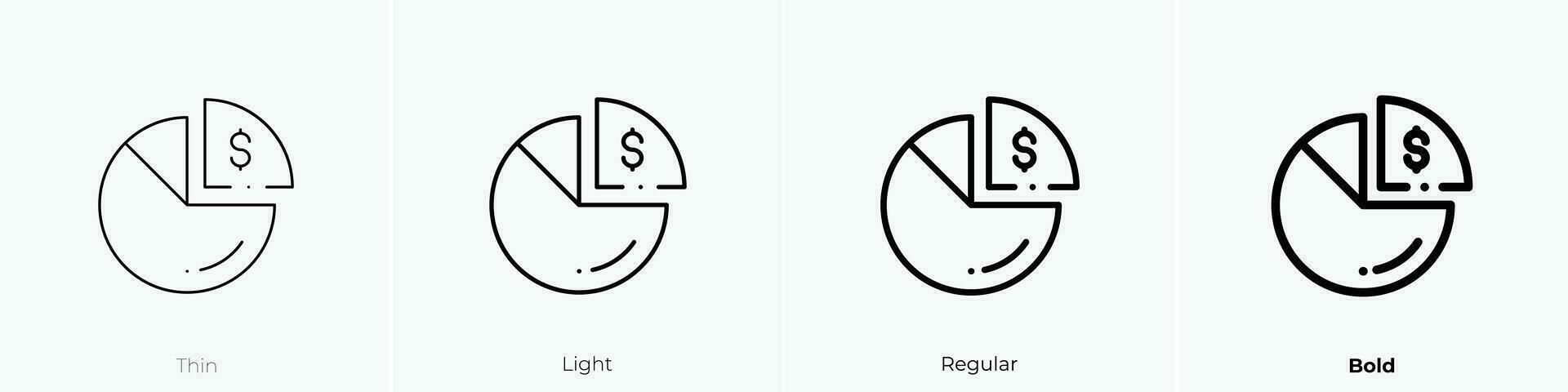 pie chart icon. Thin, Light, Regular And Bold style design isolated on white background vector