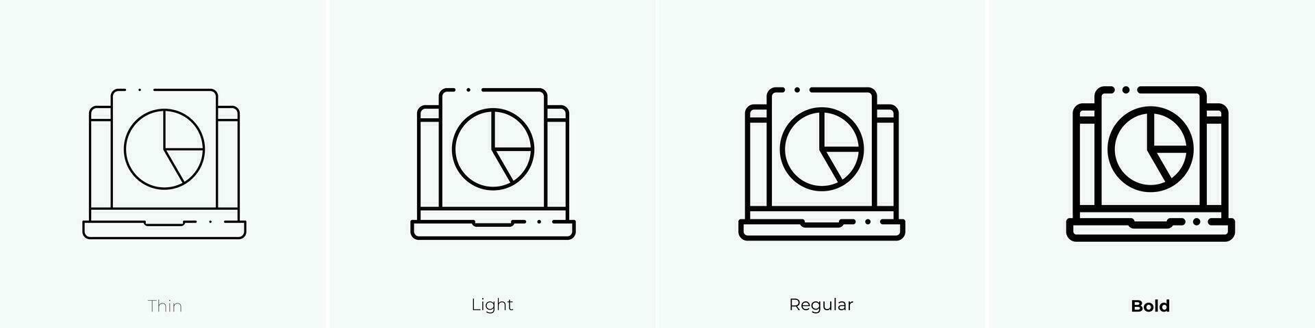 pie chart icon. Thin, Light, Regular And Bold style design isolated on white background vector
