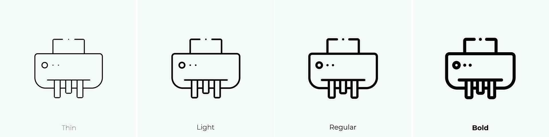 papel desfibradora icono. delgado, luz, regular y negrita estilo diseño aislado en blanco antecedentes vector