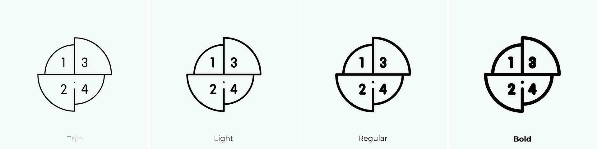 tarta gráfico icono. delgado, luz, regular y negrita estilo diseño aislado en blanco antecedentes vector