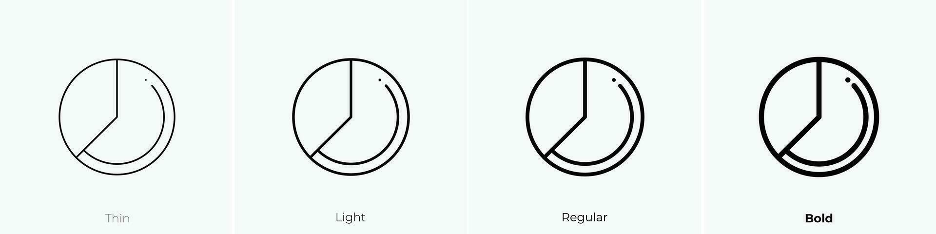 pie chart icon. Thin, Light, Regular And Bold style design isolated on white background vector