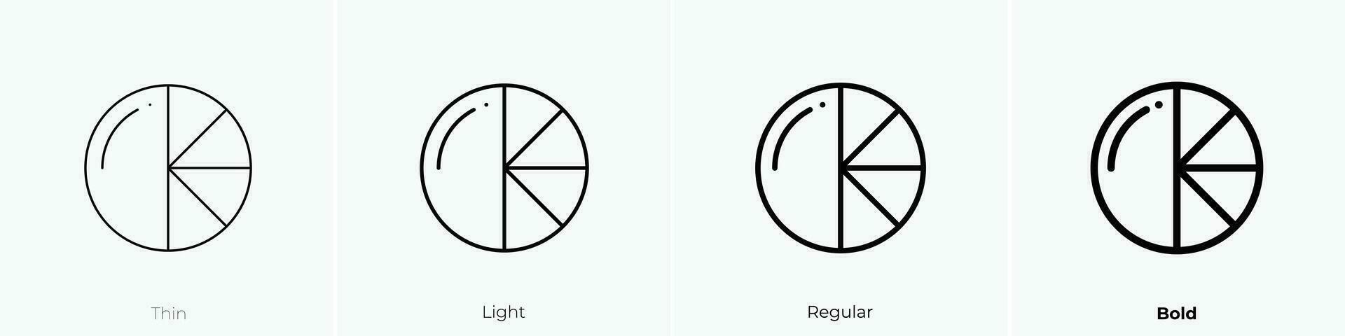 pie chart icon. Thin, Light, Regular And Bold style design isolated on white background vector