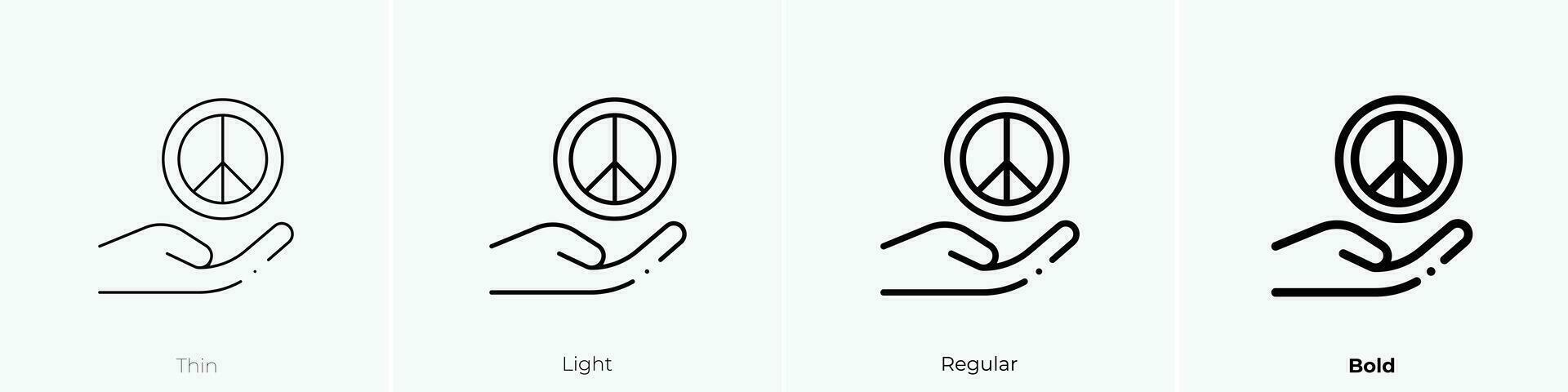 paz símbolo icono. delgado, luz, regular y negrita estilo diseño aislado en blanco antecedentes vector