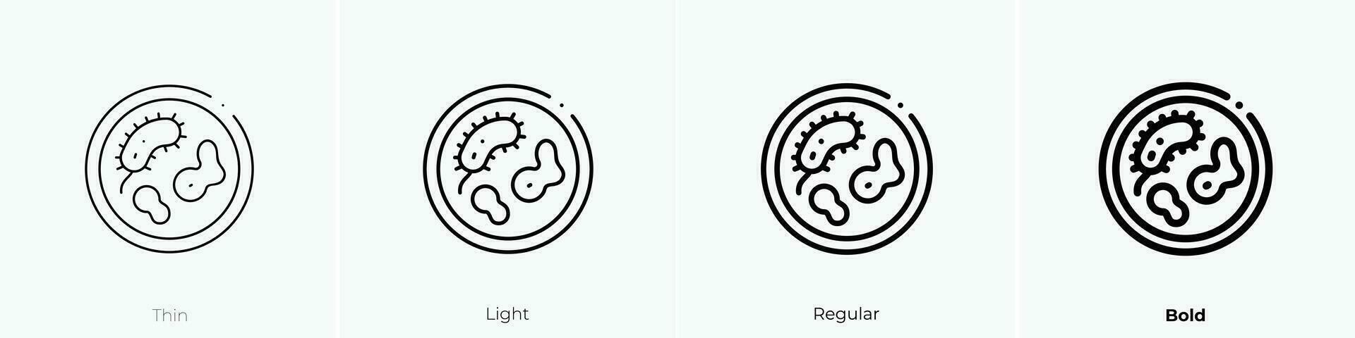 petri dish icon. Thin, Light, Regular And Bold style design isolated on white background vector