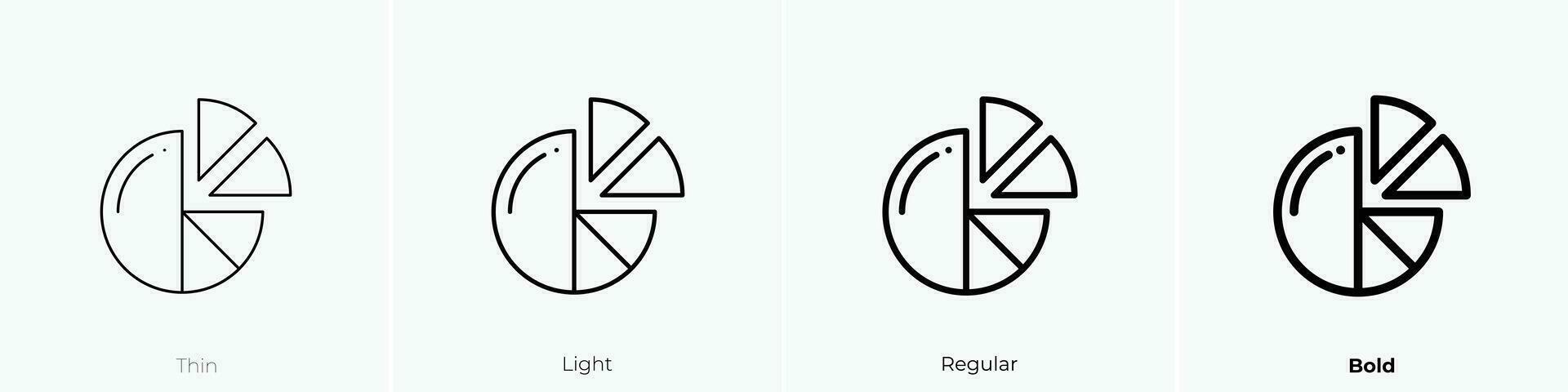 pie chart icon. Thin, Light, Regular And Bold style design isolated on white background vector