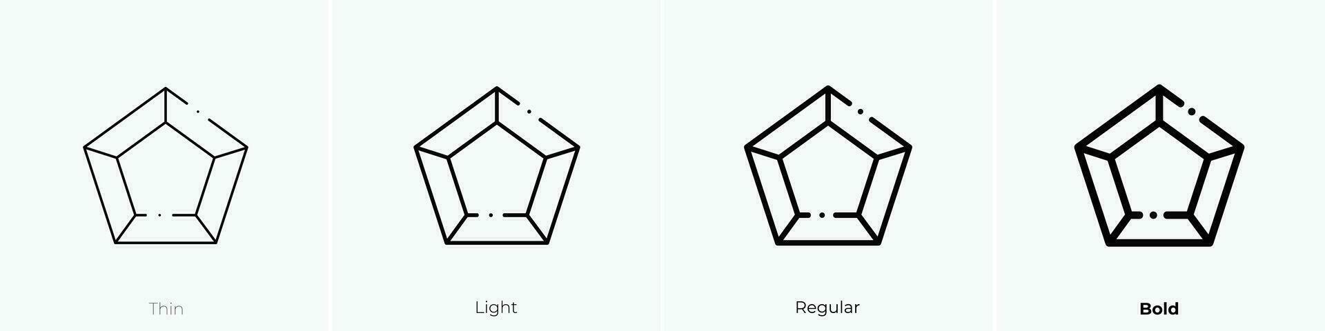 pentagon icon. Thin, Light, Regular And Bold style design isolated on white background vector
