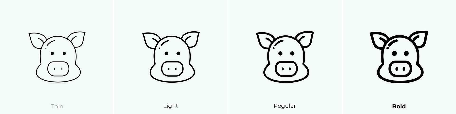 pig icon. Thin, Light, Regular And Bold style design isolated on white background vector