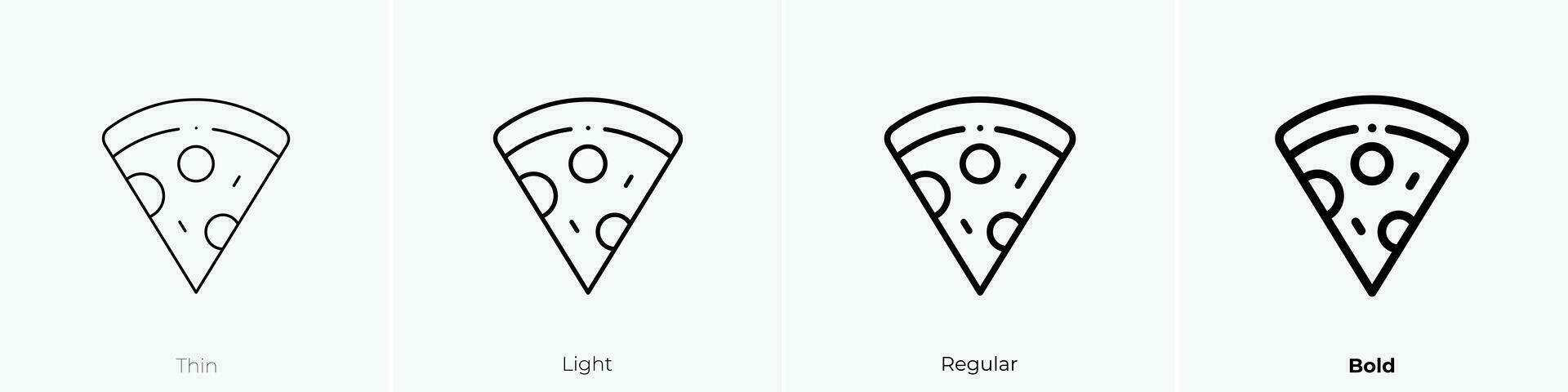 pizza slice icon. Thin, Light, Regular And Bold style design isolated on white background vector