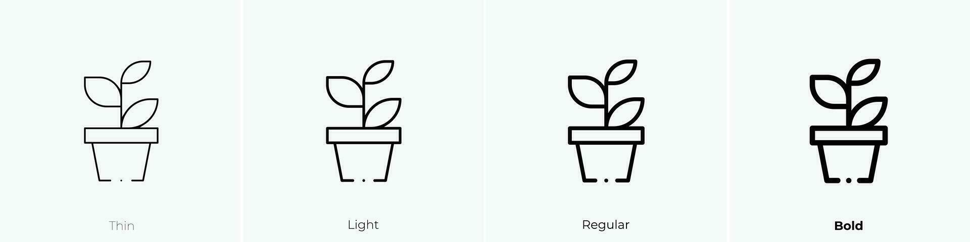 planta icono. delgado, luz, regular y negrita estilo diseño aislado en blanco antecedentes vector