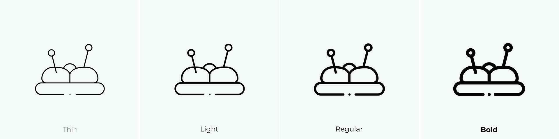 pincushion icon. Thin, Light, Regular And Bold style design isolated on white background vector
