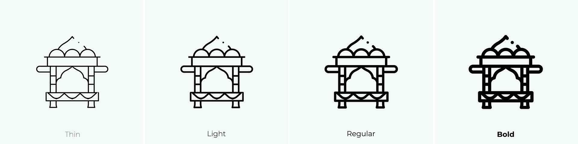 palanquin icon. Thin, Light, Regular And Bold style design isolated on white background vector