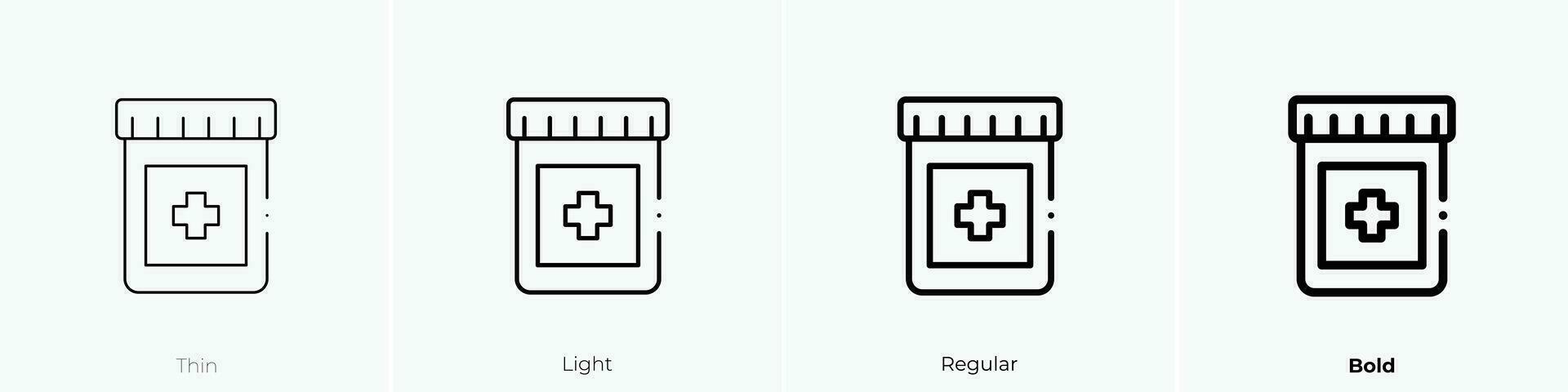 pastillas icono. delgado, luz, regular y negrita estilo diseño aislado en blanco antecedentes vector