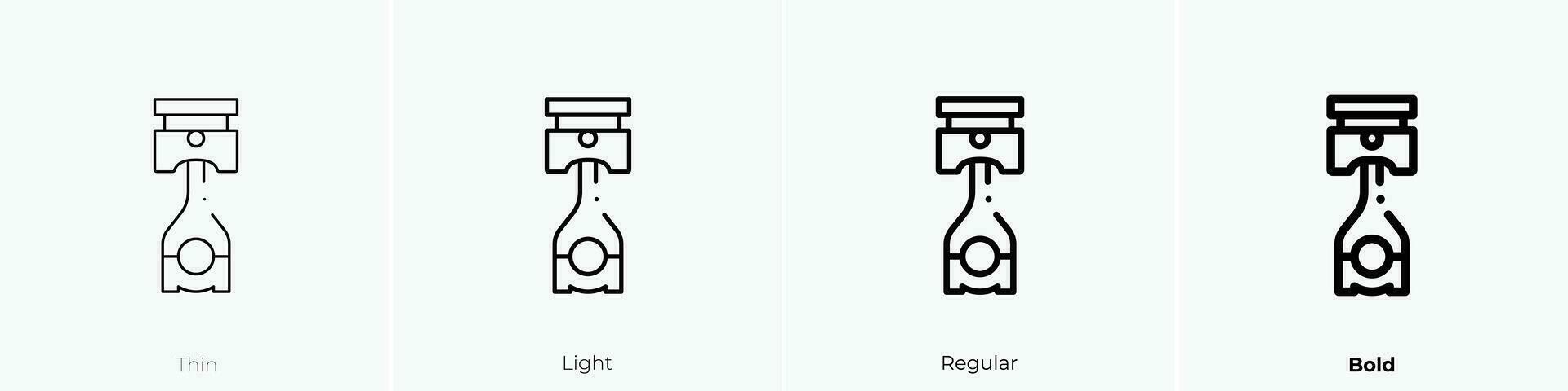 pistón icono. delgado, luz, regular y negrita estilo diseño aislado en blanco antecedentes vector