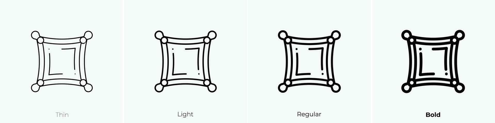 almohada icono. delgado, luz, regular y negrita estilo diseño aislado en blanco antecedentes vector