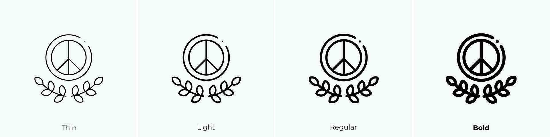 paz símbolo icono. delgado, luz, regular y negrita estilo diseño aislado en blanco antecedentes vector