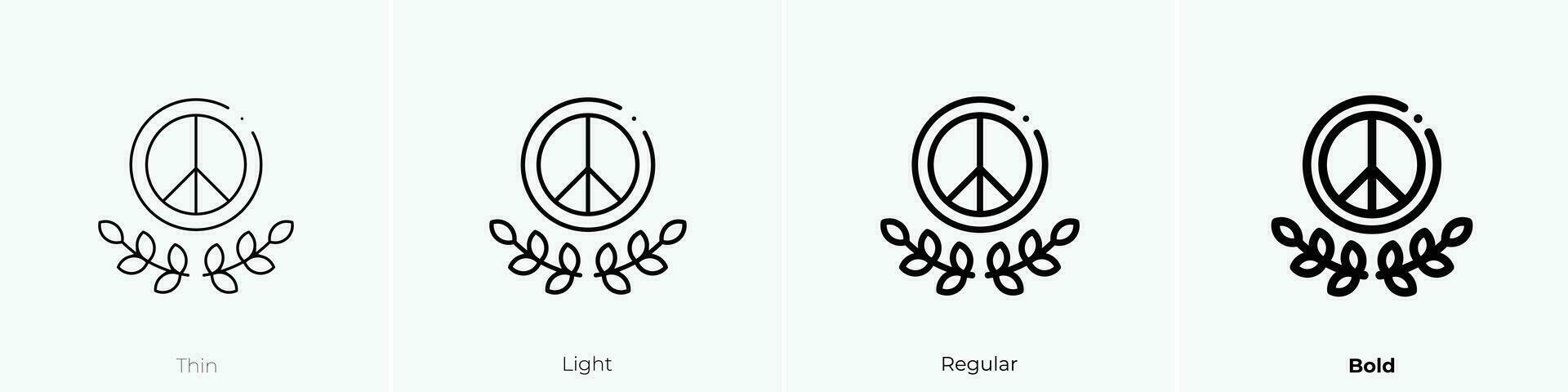 peace symbol icon. Thin, Light, Regular And Bold style design isolated on white background vector