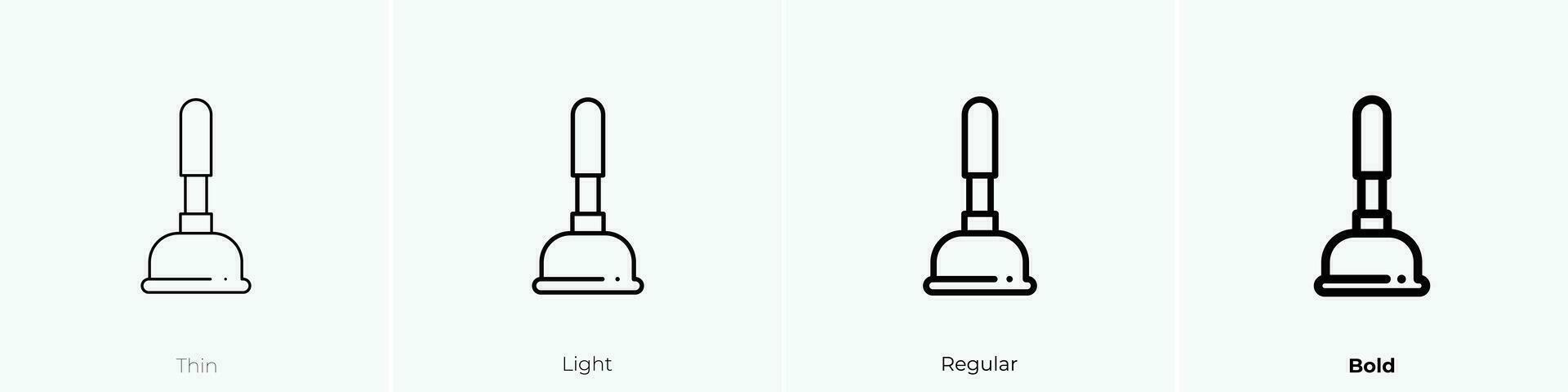 plunger icon. Thin, Light, Regular And Bold style design isolated on white background vector