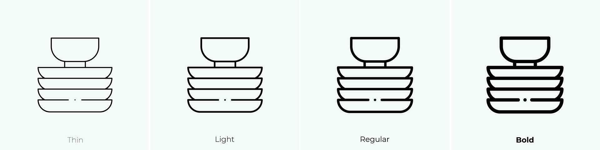 platos icono. delgado, luz, regular y negrita estilo diseño aislado en blanco antecedentes vector