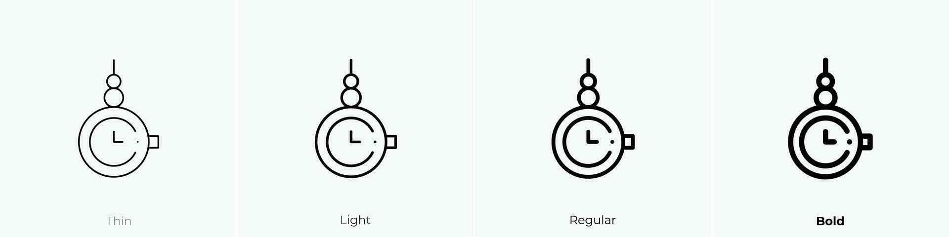 bolsillo reloj icono. delgado, luz, regular y negrita estilo diseño aislado en blanco antecedentes vector