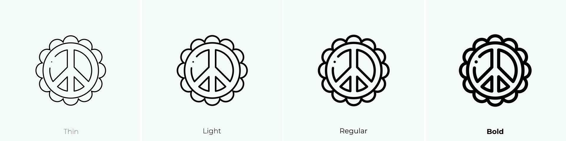 peace symbol icon. Thin, Light, Regular And Bold style design isolated on white background vector
