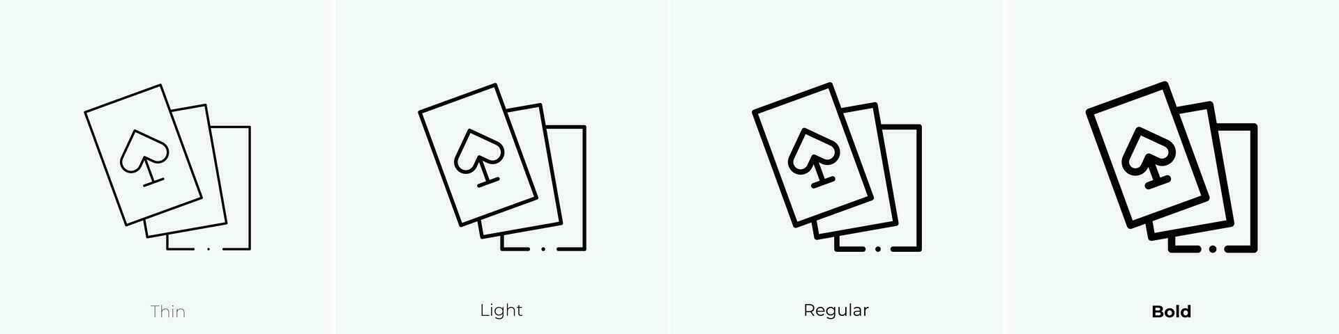 playing cards icon. Thin, Light, Regular And Bold style design isolated on white background vector