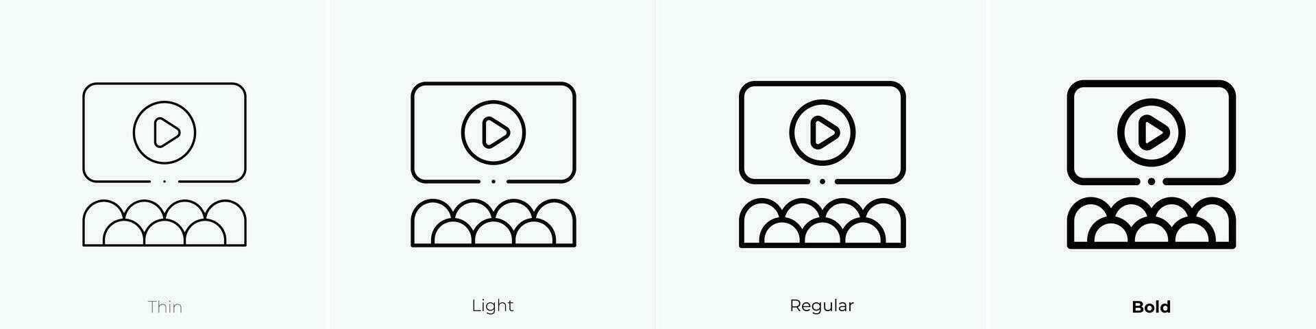 jugar botón icono. delgado, luz, regular y negrita estilo diseño aislado en blanco antecedentes vector