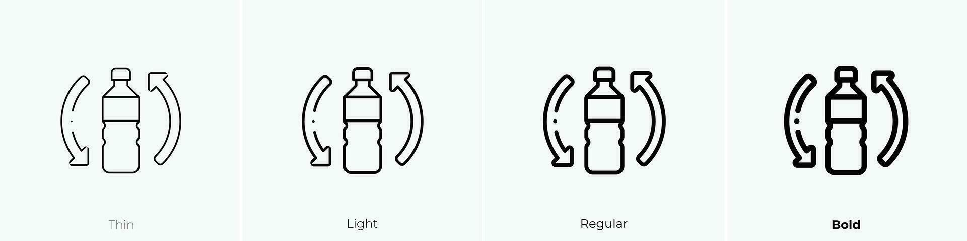 el plastico botella icono. delgado, luz, regular y negrita estilo diseño aislado en blanco antecedentes vector