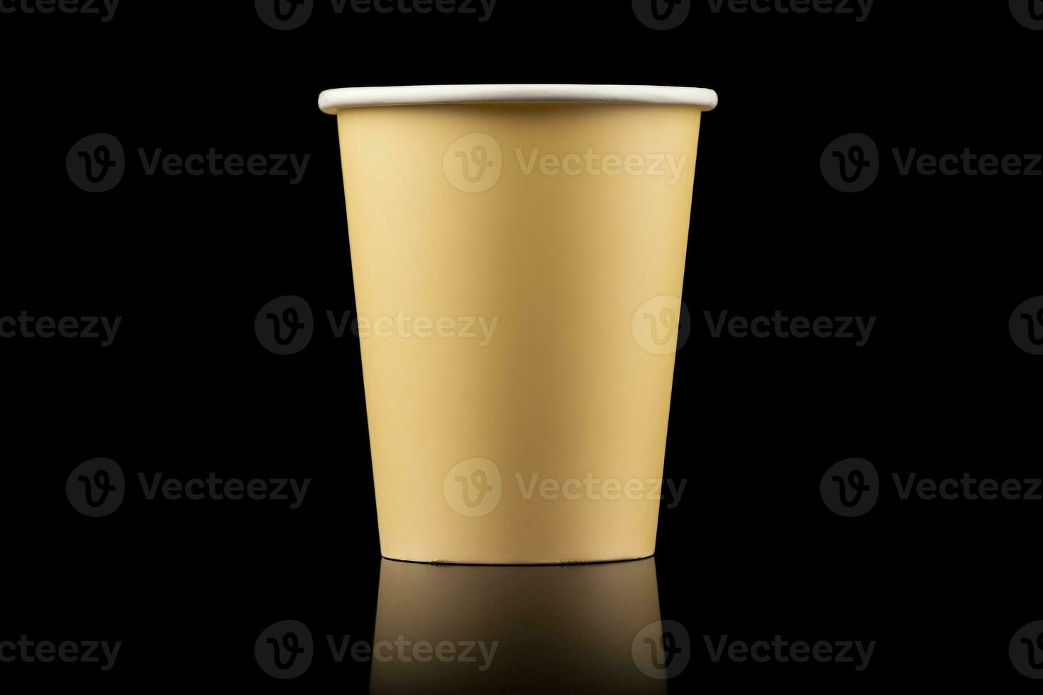 AI generated Side view yellow empty disposable paper fast food cup isolated on black background. Generative AI photo