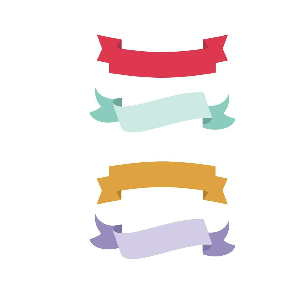 Set of Ribbons. Ribbon elements. Starburst label. Vintage. Modern simple ribbons collection. Vector illustration.