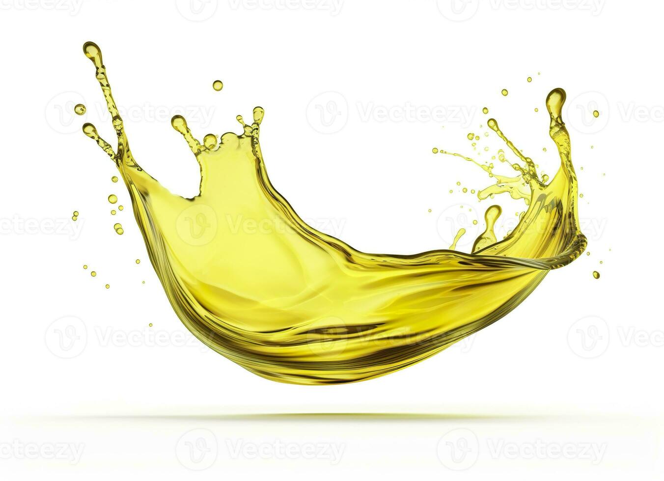 AI generated Olive or engine oil splash, cosmetic serum liquid isolated on white background. Generative AI photo