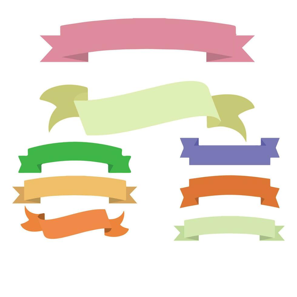 Set of Ribbons. Ribbon elements. Starburst label. Vintage. Modern simple ribbons collection. Vector illustration.