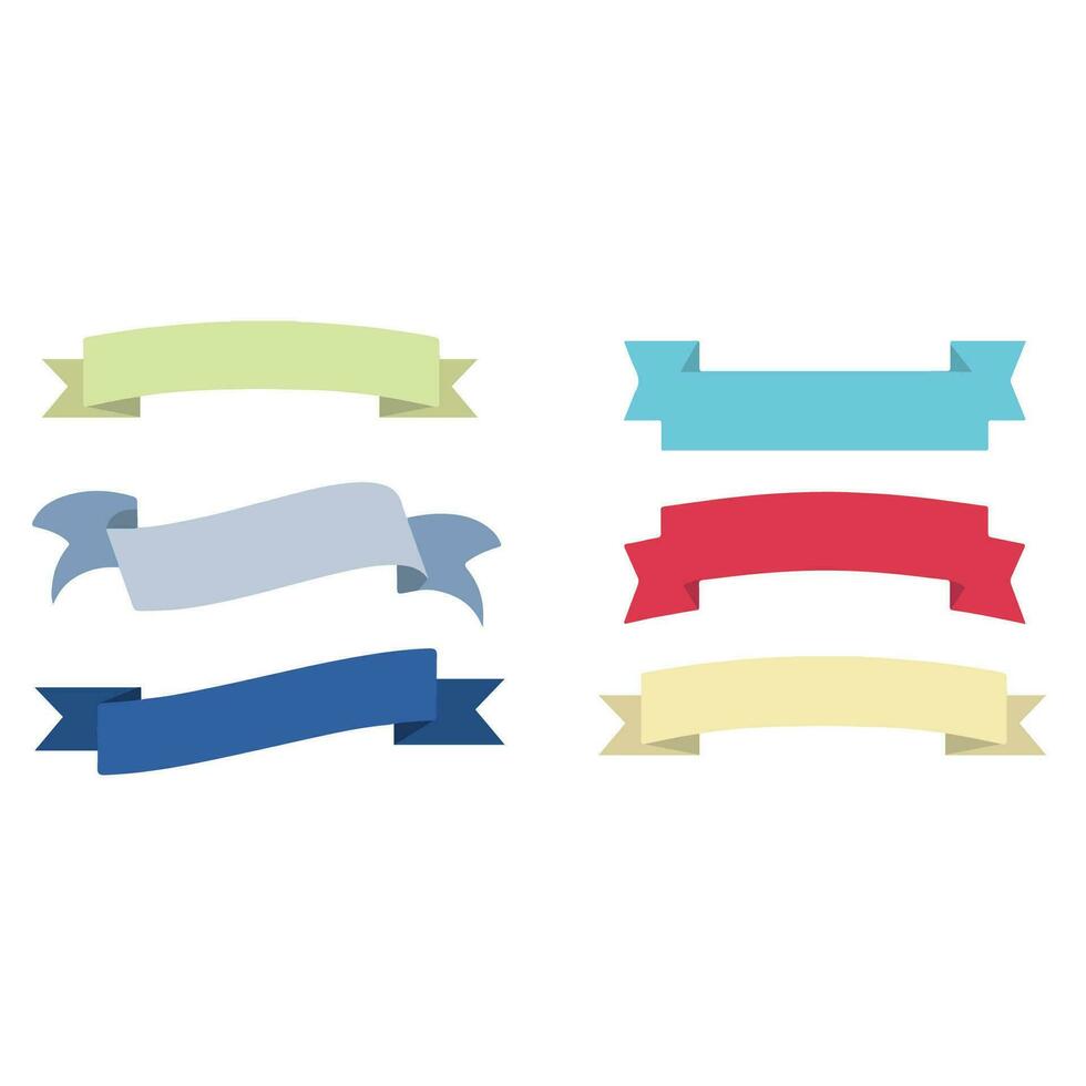 Set of Ribbons. Ribbon elements. Starburst label. Vintage. Modern simple ribbons collection. Vector illustration.
