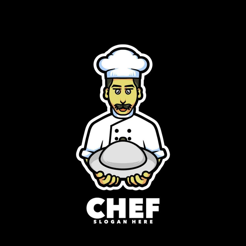 Cute chef mascot cartoon logo vector
