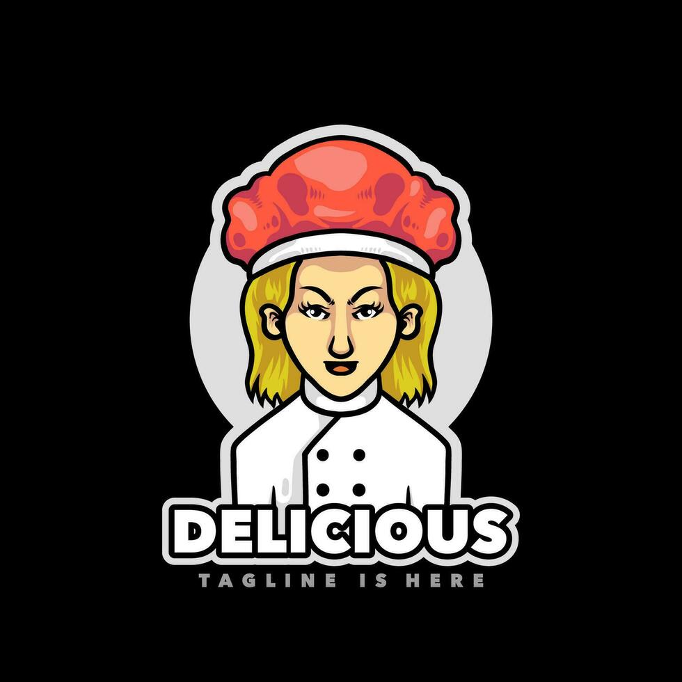Chef mother mascot logo vector