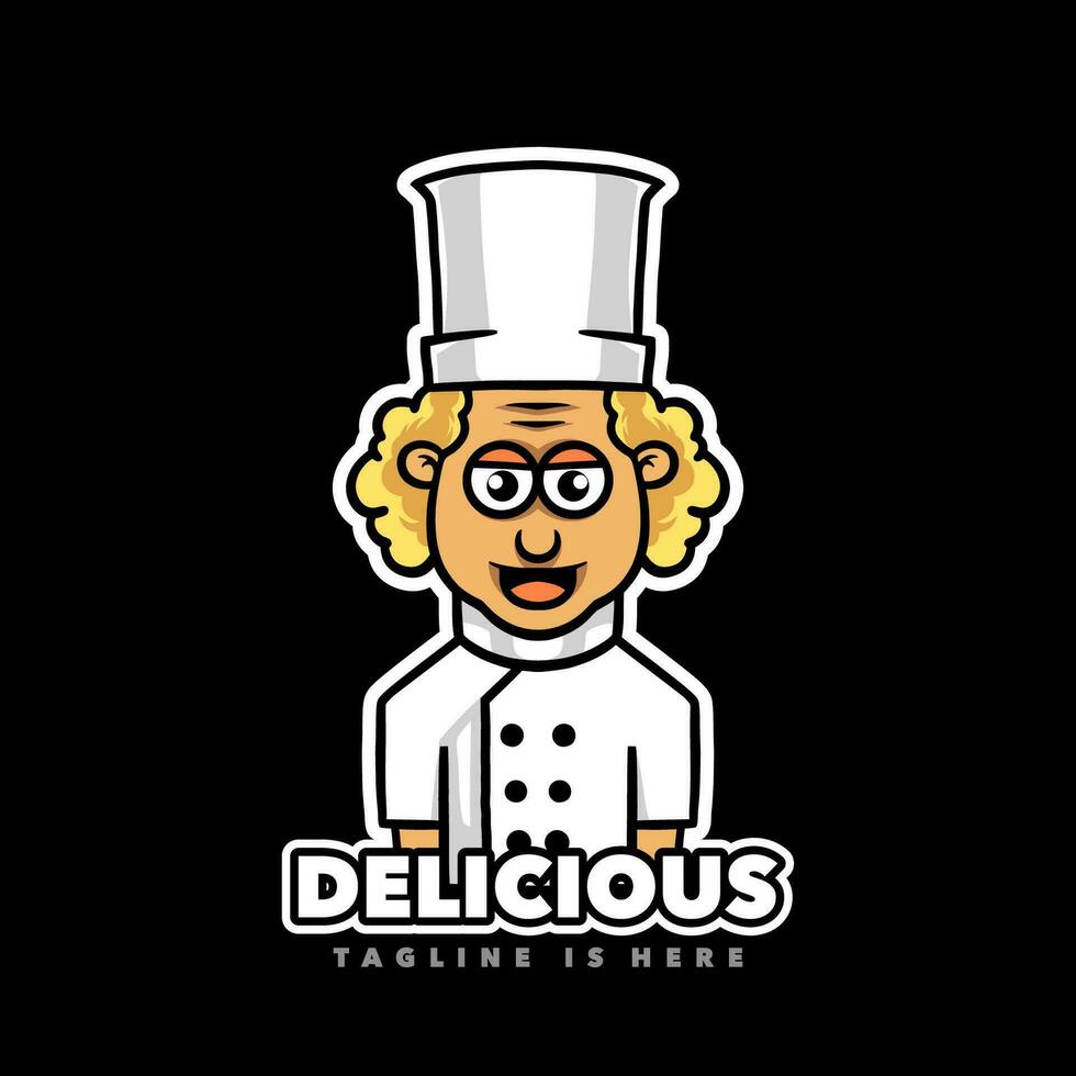 Cute chef mascot funny logo vector