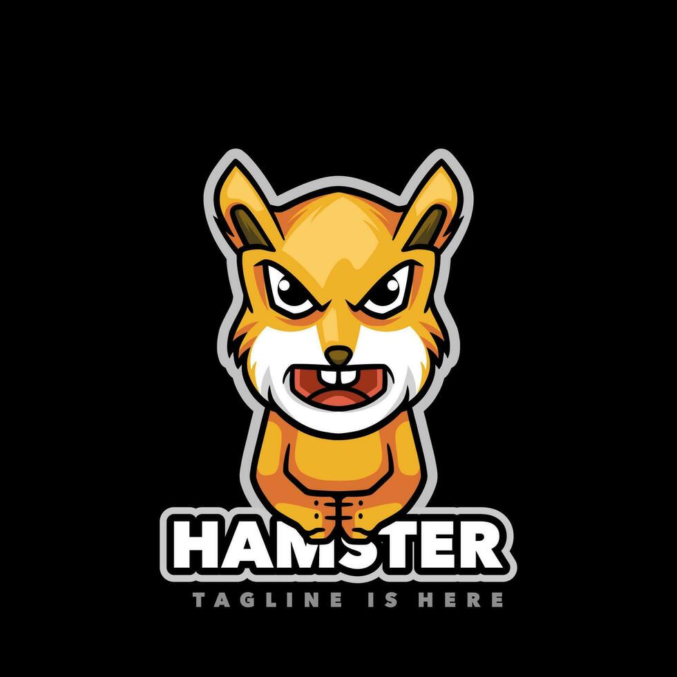 Cute hamster angry mascot logo vector