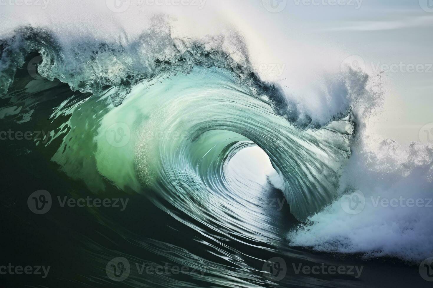 AI generated Extreme close up of thrashing emerald ocean waves. AI Generated photo