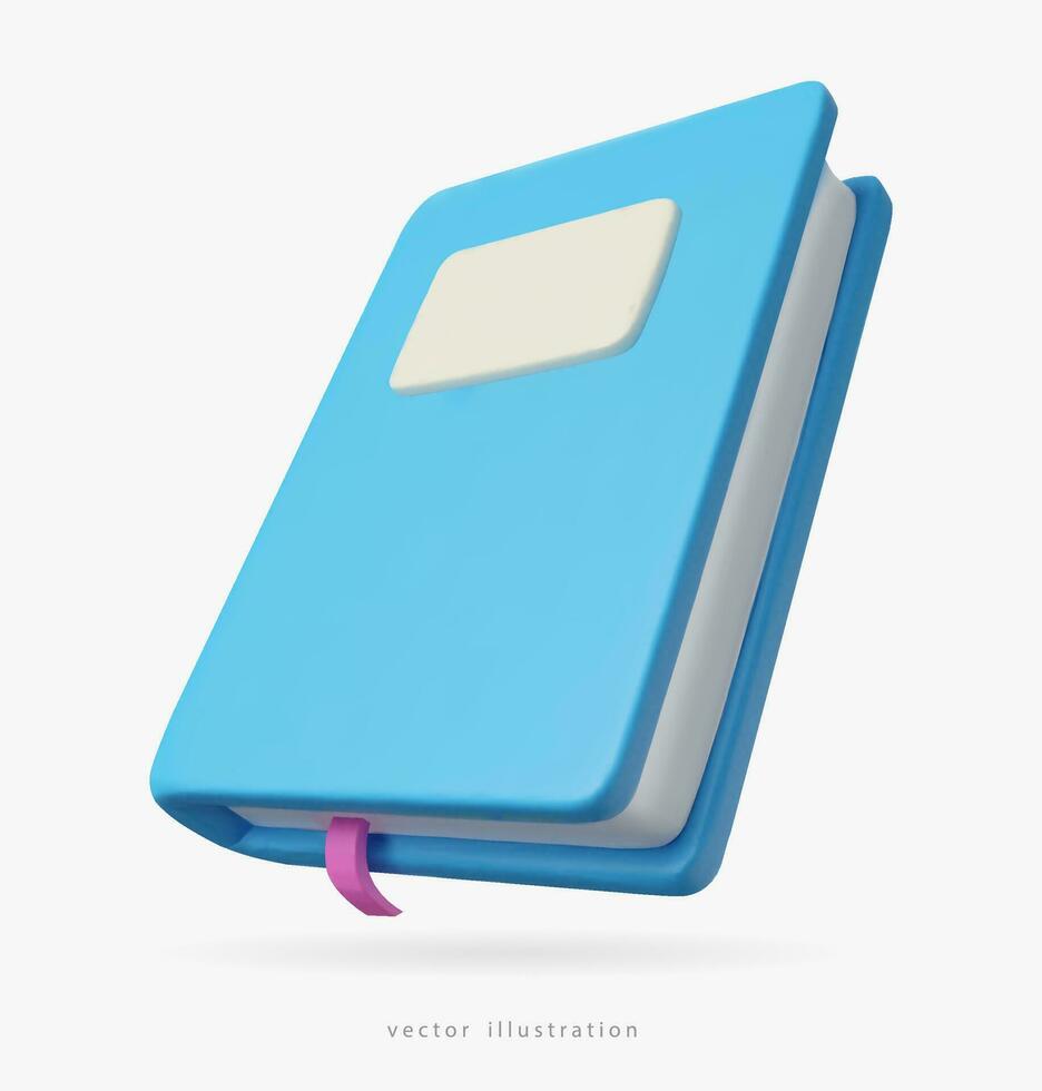 3d book with a bookmark. School and office supplies. Education concept. Back to school. Vector icon