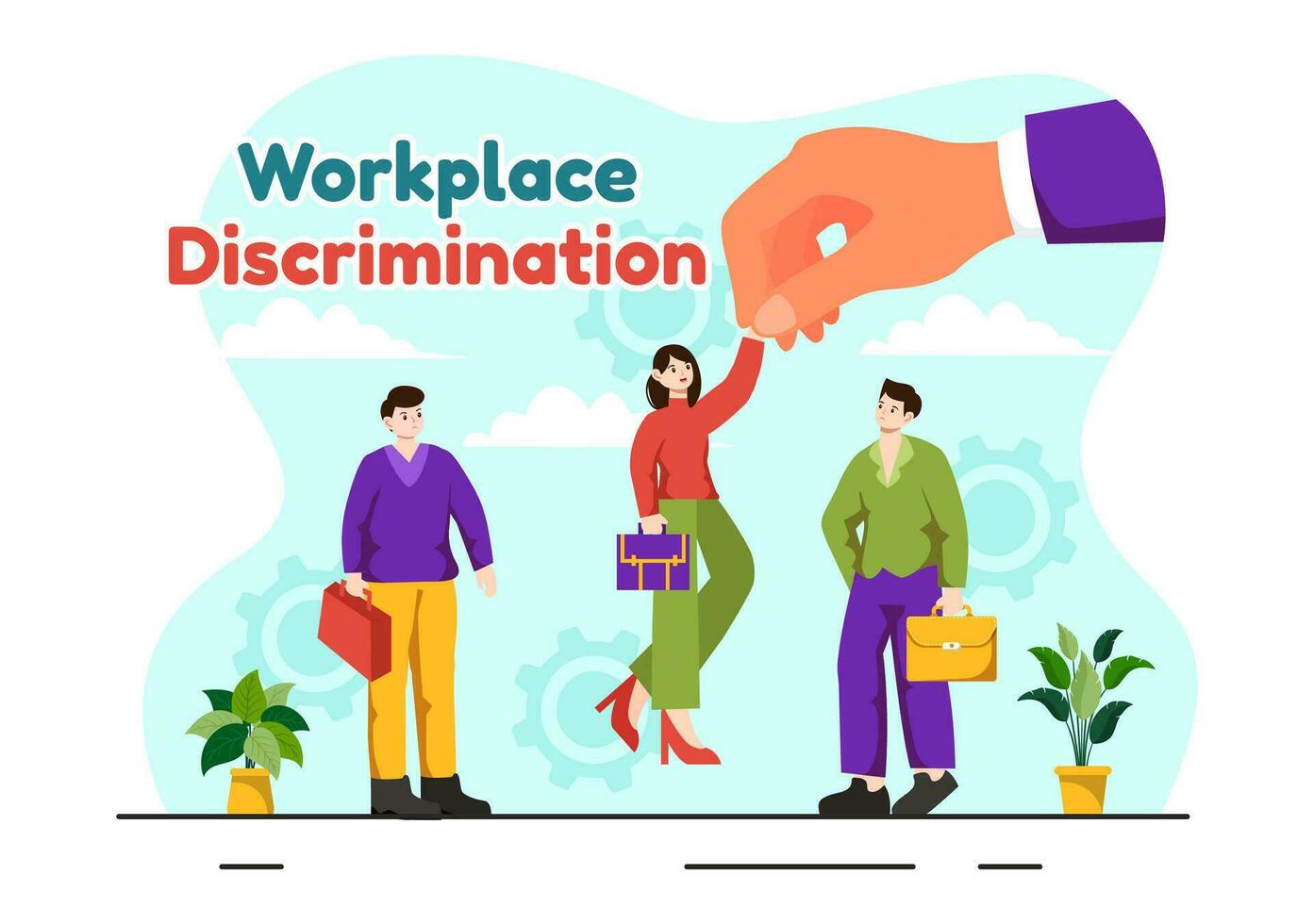 lugar de trabajo discriminación vector diseño ilustración de empleado con sexual acoso y discapacitado persona para igual empleo oportunidad