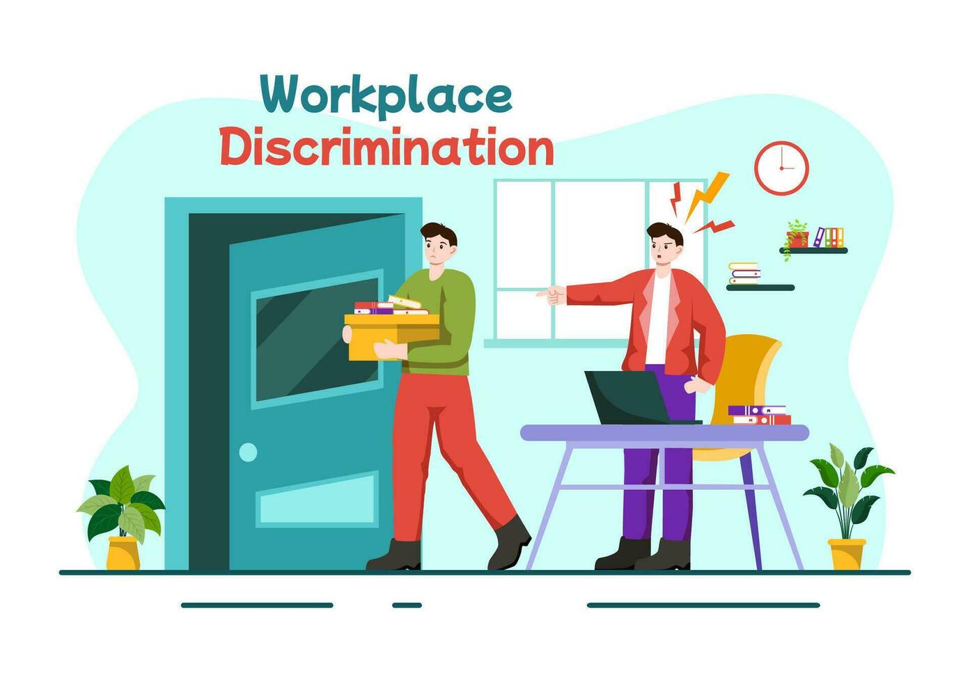 lugar de trabajo discriminación vector diseño ilustración de empleado con sexual acoso y discapacitado persona para igual empleo oportunidad