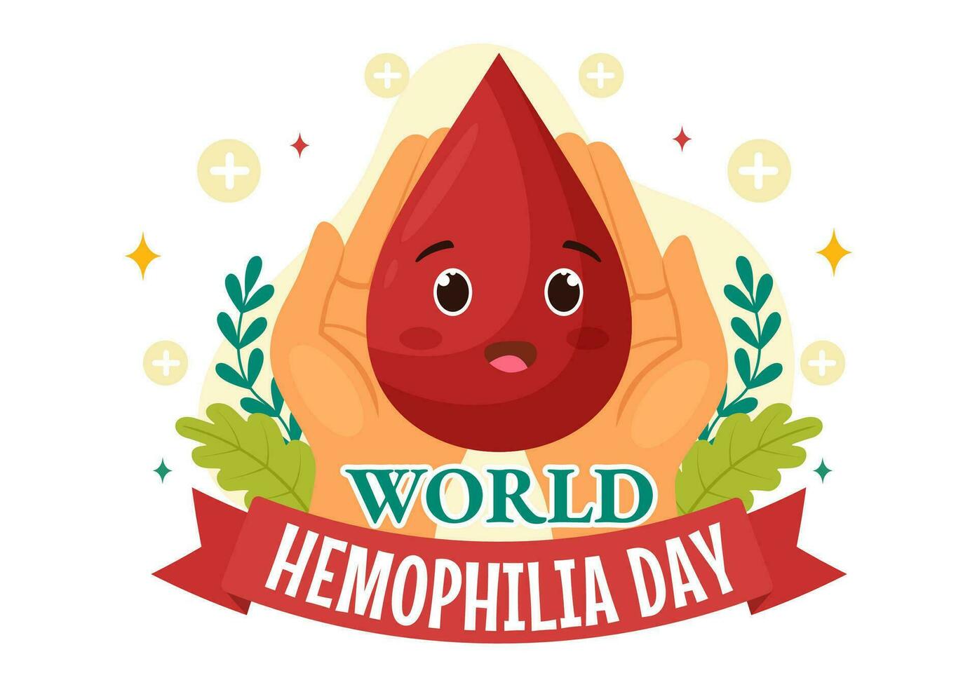 mundo hemofilia día vector ilustración en abril 17 con rojo sangrado sangre y tierra mapa para conciencia cuidado de la salud en dibujos animados antecedentes diseño